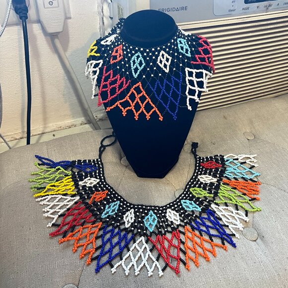 African Maasai Handmade Beaded Collar Necklace - NWT - Picture 2 of 10